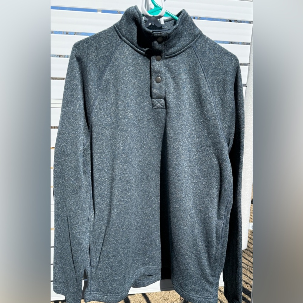 Sonoma Blue/ Gray 1/4 Snap Up Super Soft Fleece Sweater With Pockets on the Side